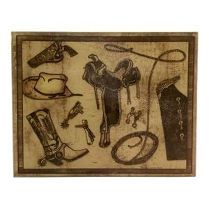 Ambesonne Cutting Board Plexiglass Countertop Art Rodeo Cowboy Rig And Gear
